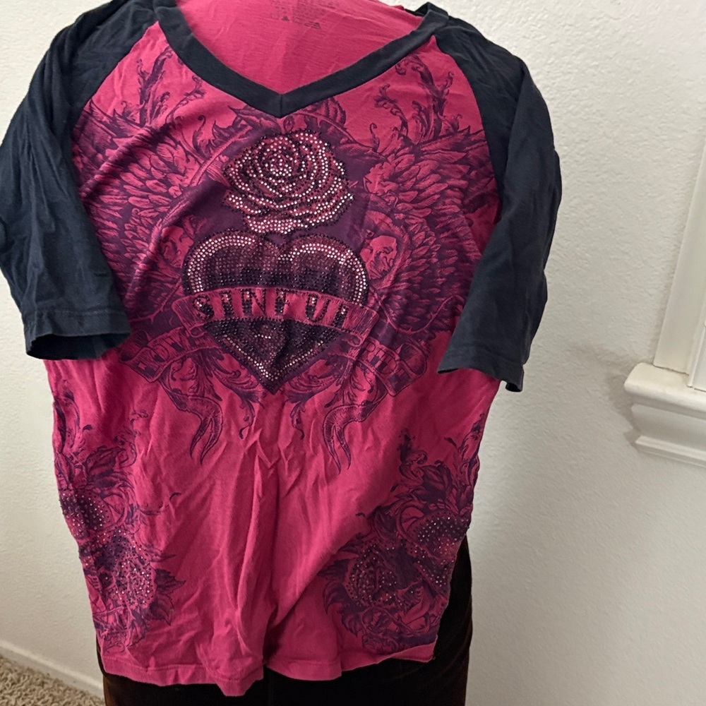 Sinful Pink and Black Heart Graphic Tee